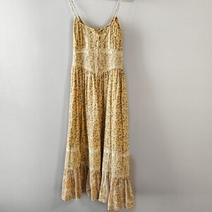 Nolita Yellow and White Lace Floral Midi Dress
